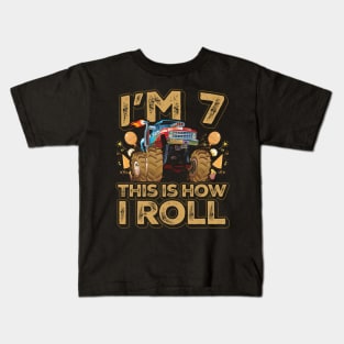 7 Year Old Boy Toddler Monster Truck Party 7th Birthday Kids T-Shirt
